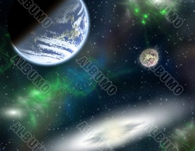  Planets in a space.