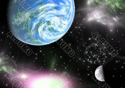 Planets in a space.