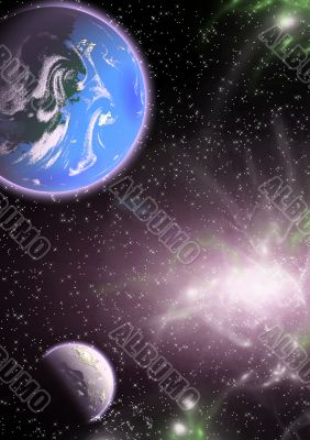 Planets in a space.