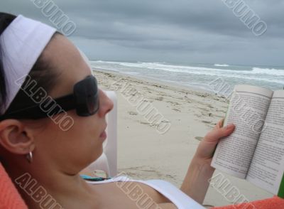 woman reading a book