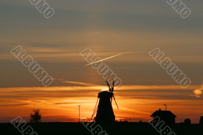 Mill in the sunset
