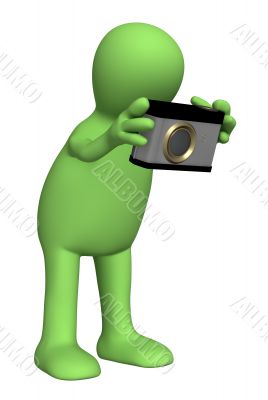 3d photographer puppet with a photocamera