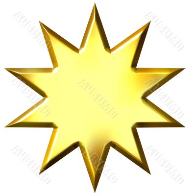 3D Golden 10 Point Star