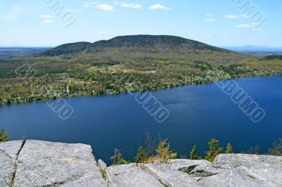 View from the mountain over beautiful lake