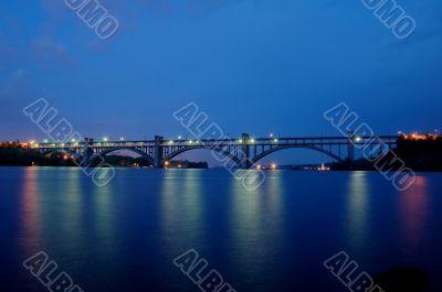 Long bridge in the night