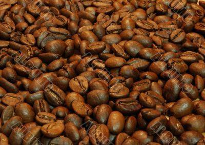 Heap of hot flavoured roasted coffee beans