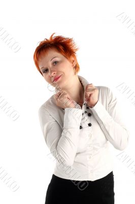 Serious business woman isolaited on white background