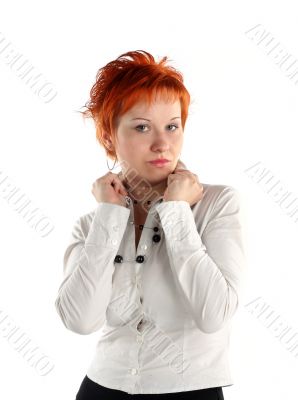 Serious business woman isolaited on white background