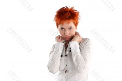 Serious business woman isolaited on white background
