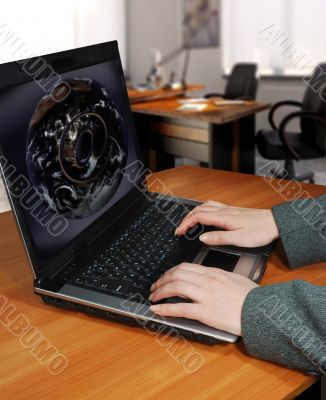 female business man typing