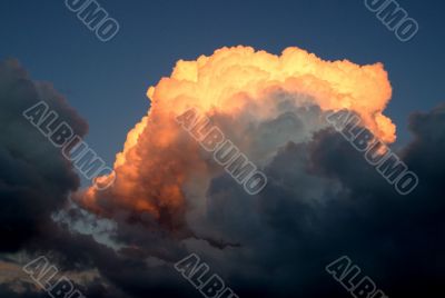 Orange cloud on a sunset