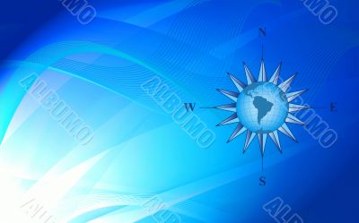 Abstraction blue background with compass