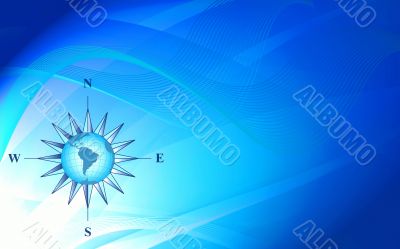 Abstraction blue background with compass