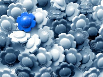 Monochromatic buttons and one blue