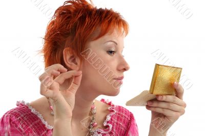 make-up of red haired woman isolaited on white background