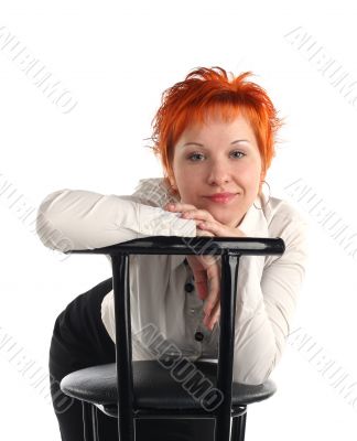 business woman and chair isolaited on white background
