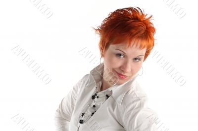 Serious business woman isolaited on white background