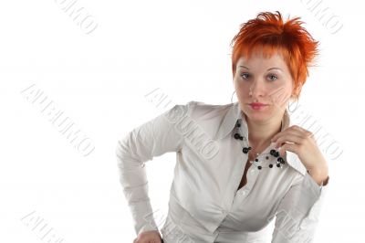 Serious business woman isolaited on white background