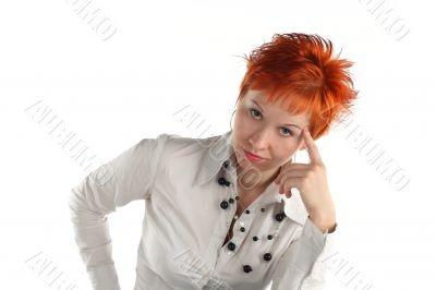 Serious business woman isolaited on white background