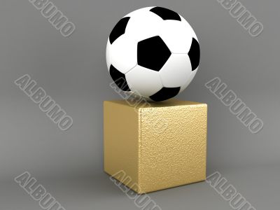 Football on a gold pedestal