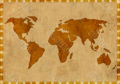 Grunge background - ancient map of the world