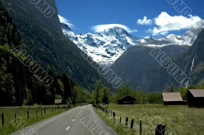 Swiss Alps and the road