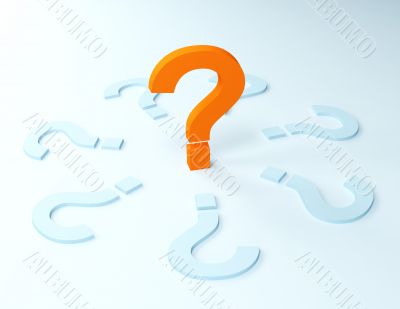 3d bright orange question mark