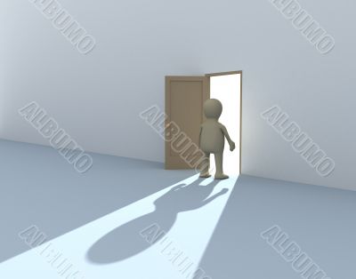 3d person at an open door