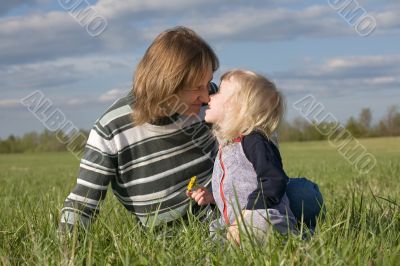 daughter kiss