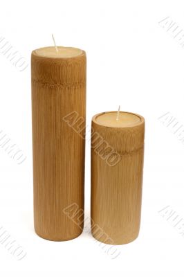two wooden candles