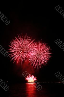 fiery red fireworks