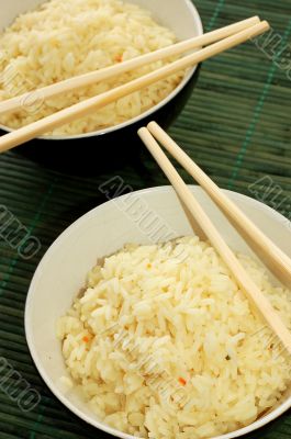 Two bowls of healthy organic rice
