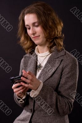 businesswoman with gun