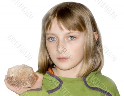 Young girl with stone