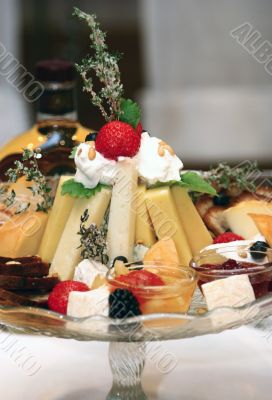 Plate with cheeses