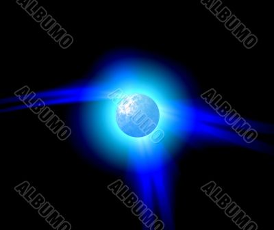 Glow blue planet