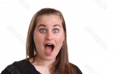 girl shouting - isolated on white