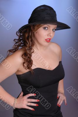 attractive young lady in black hat