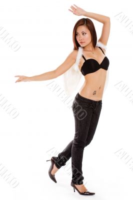 dancing woman angel with tanned skin