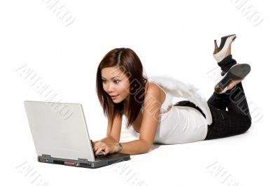 angel woman working on laptop