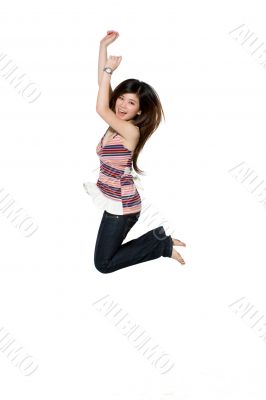 happy teenger jumping excitedly