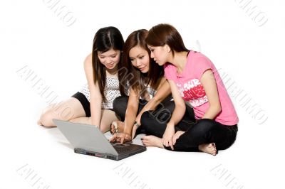 three friends chatting online