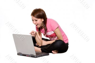 girl having fun online