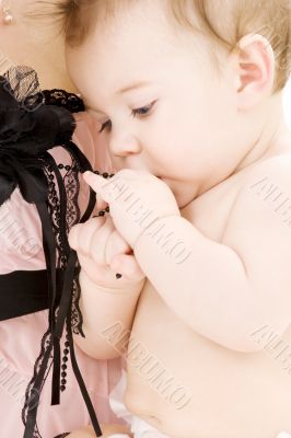 clean baby boy in mother hands
