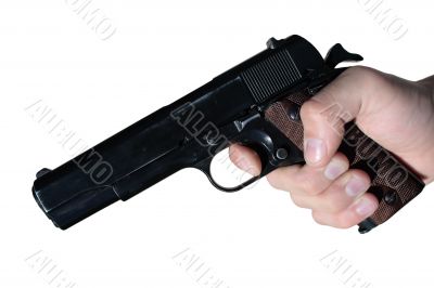 pistol in hand