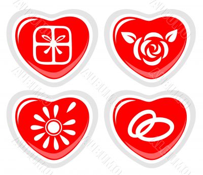 four heart icons