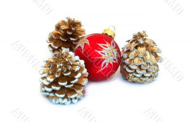 Christmas balls with pine cones