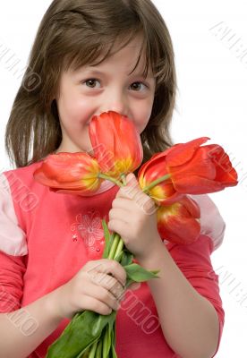 girl with tulips