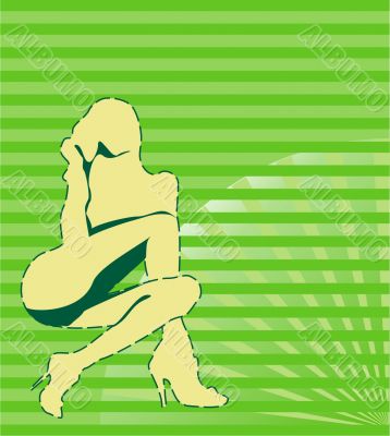 girl on a green background