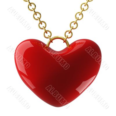 Heart hanging on a circuit. 3D image.